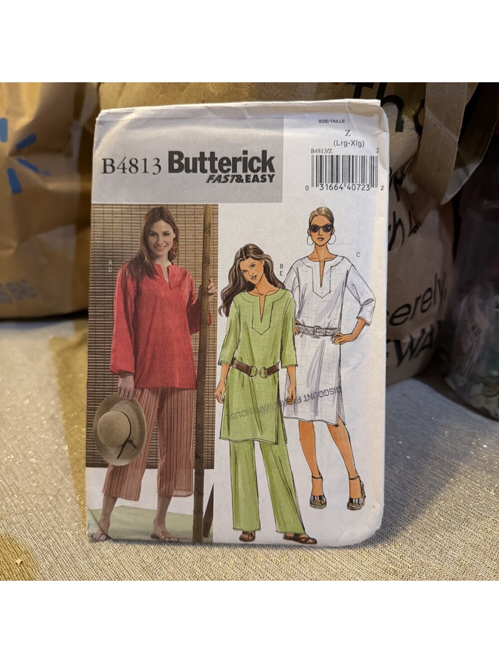 4813 Butterick Sewing Pattern Tunic Dress Pants Size Large, X Large, UNCUT